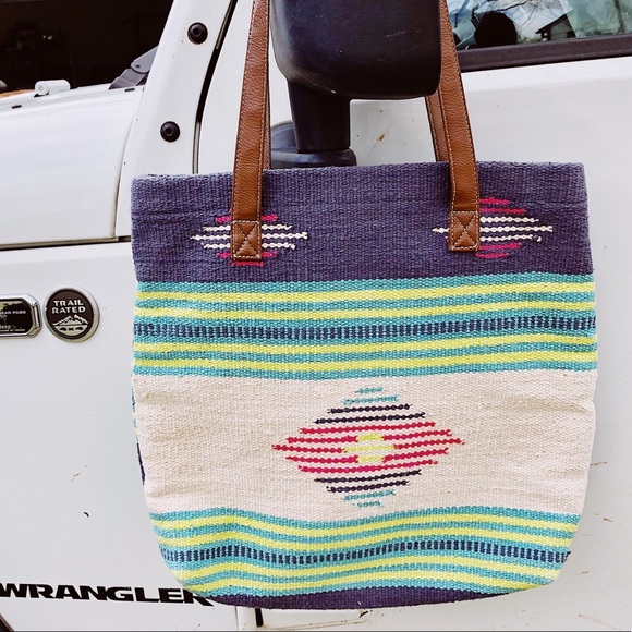 Mossimo Supply Co. Handbags - ☀️Boho Aztec Blanket Woven Summer Tote